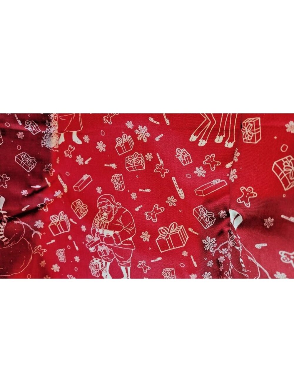 Material  Fabric Red Cotton Christmas Santa Reindeer Mrs Claus Snowmen Expelling